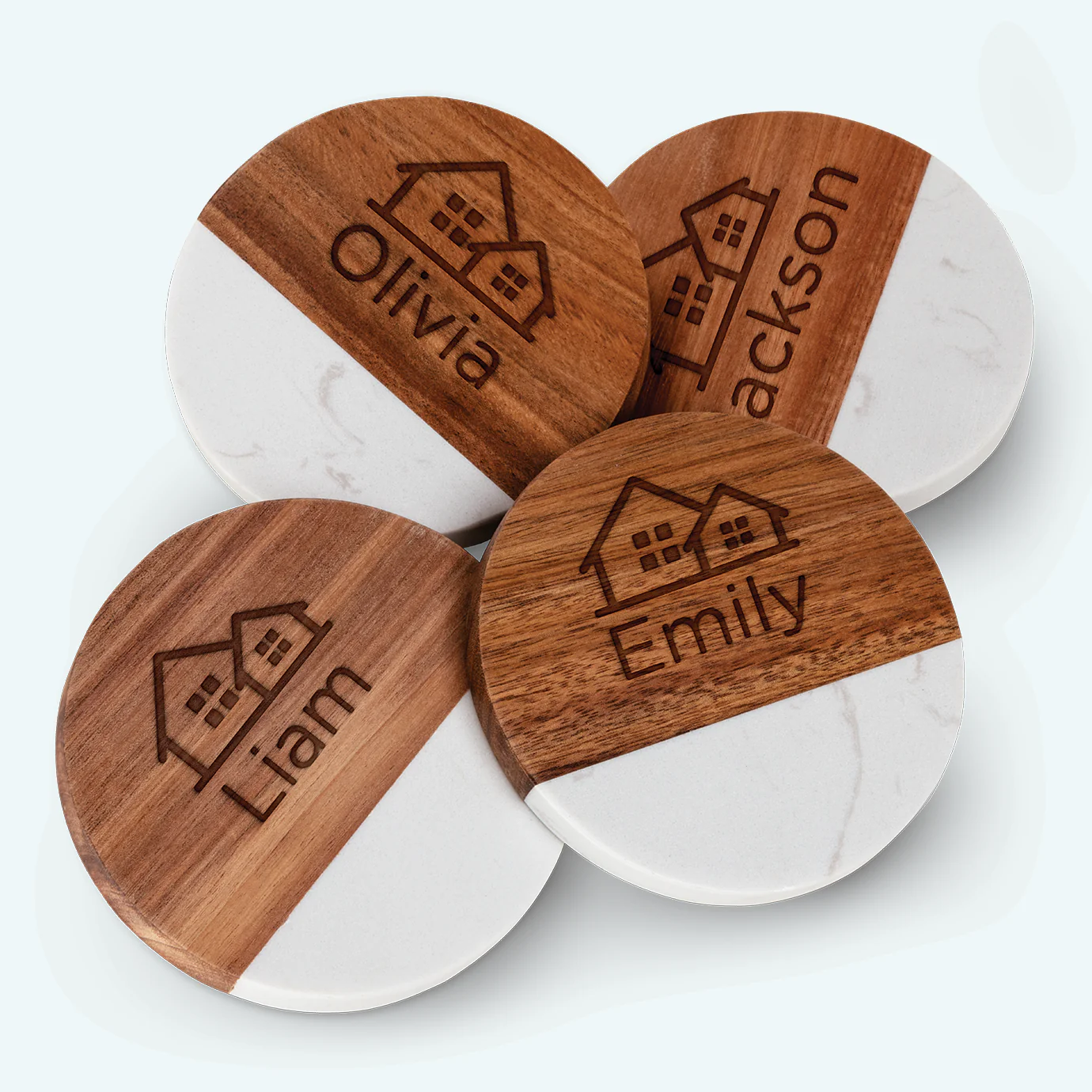Marble and Acacia Coaster - Image 3